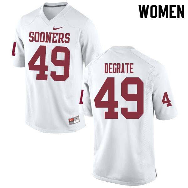 Women #49 Travis DeGrate Oklahoma Sooners College Football Jerseys Sale-White - Click Image to Close